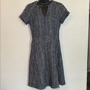 Banana Republic Black and White Tweed Midi Dress